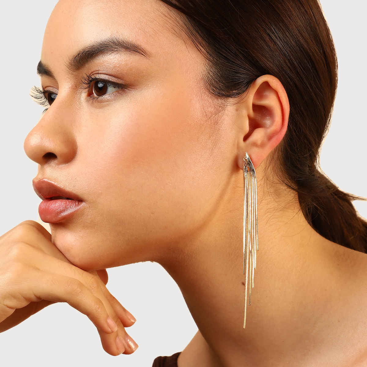 Sohi Gold-Plated Contemporary Drop Earrings