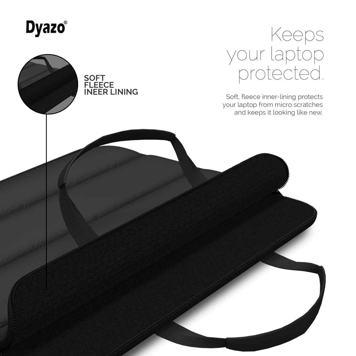 Dyazo Fluffy Water Resistant Laptop Sleeve Case | 15.6 Inch | Black