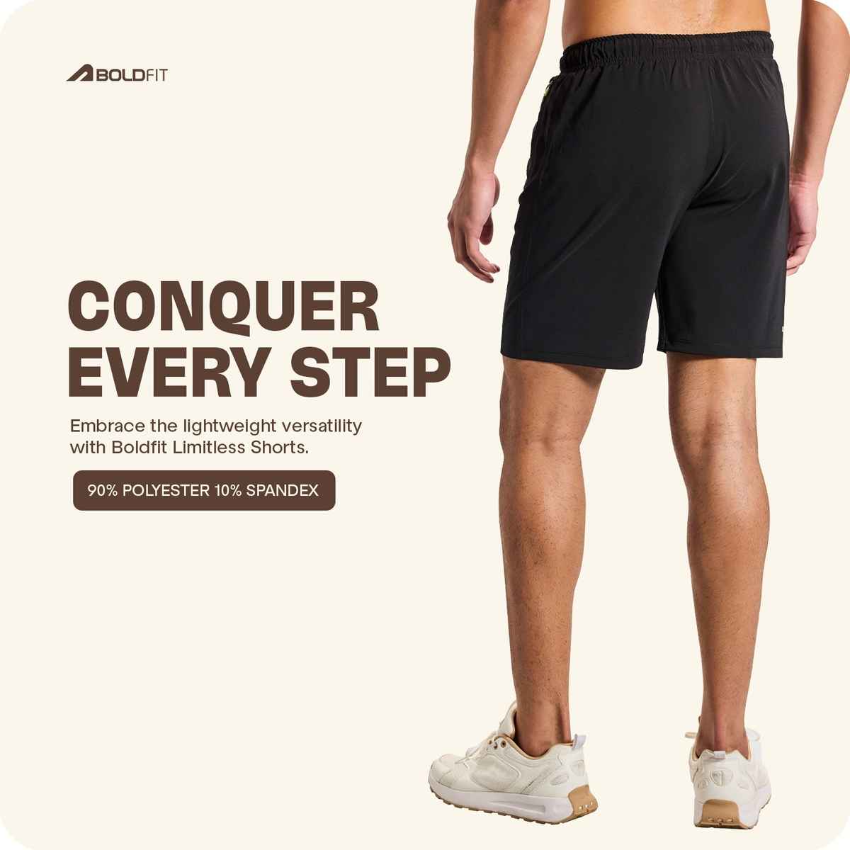 Boldfit Men's Shorts Quick Dry Workout Lightweight Outdoor Athletic Bermuda | Black - M