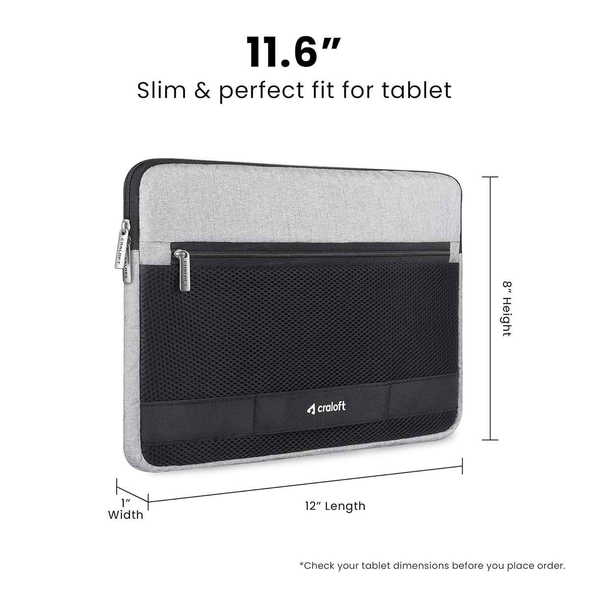 Craloft Upto 11.6 Inch Tablet Sleeve Case Cover Bag Pouch for Samsung/iPad/Realme/Xiaomi (L32)