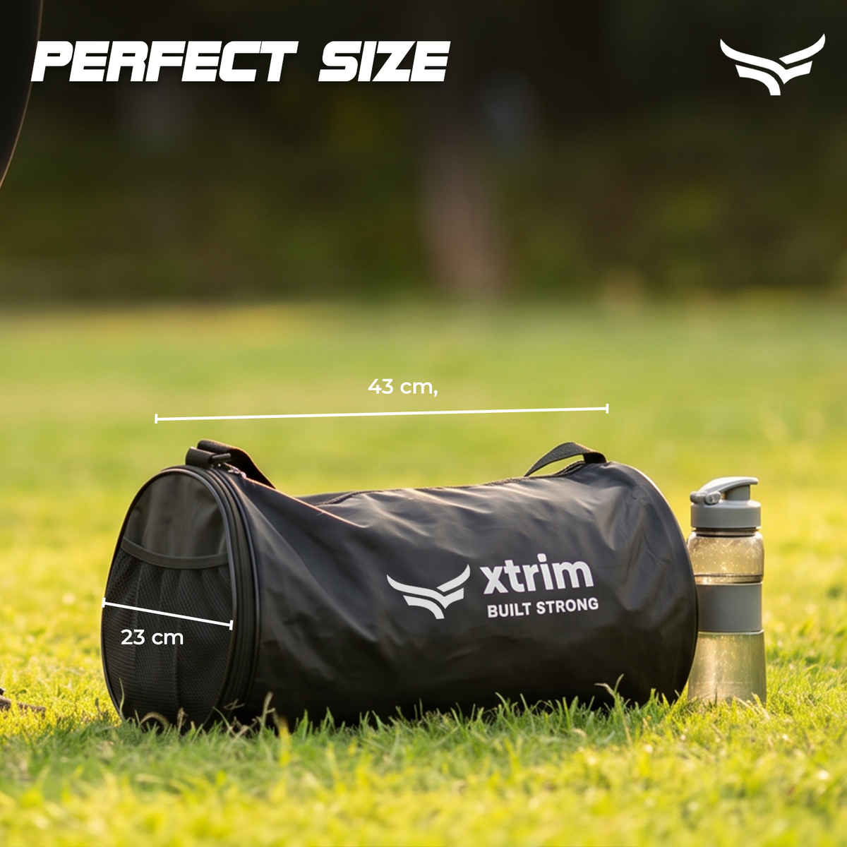 Xtrim Flex Duffle Bag 20L with Shoe Compartment for Men & Women | Gym, Travel & Sports Bag | Black