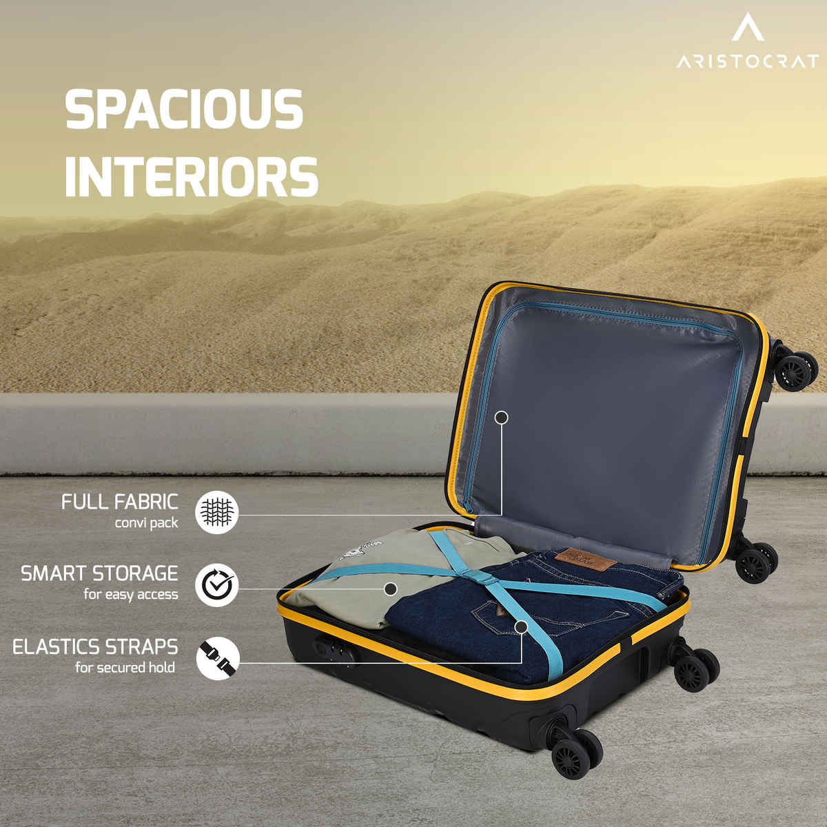 Aristocrat Rock Suitcase 55 | Jet Black