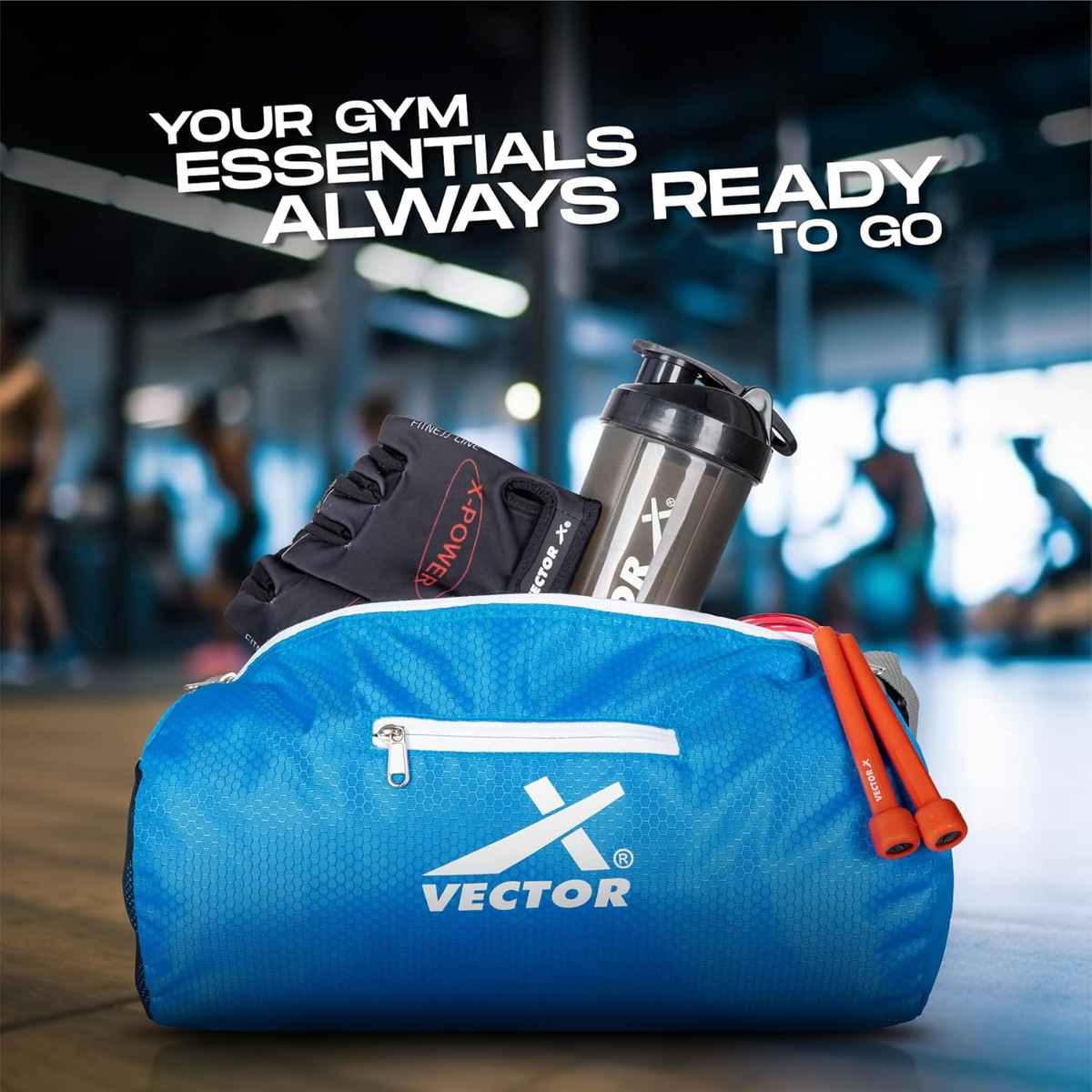 Vector X Unisex Textured Polyester 17 L Gym Bag | Blue - One Size