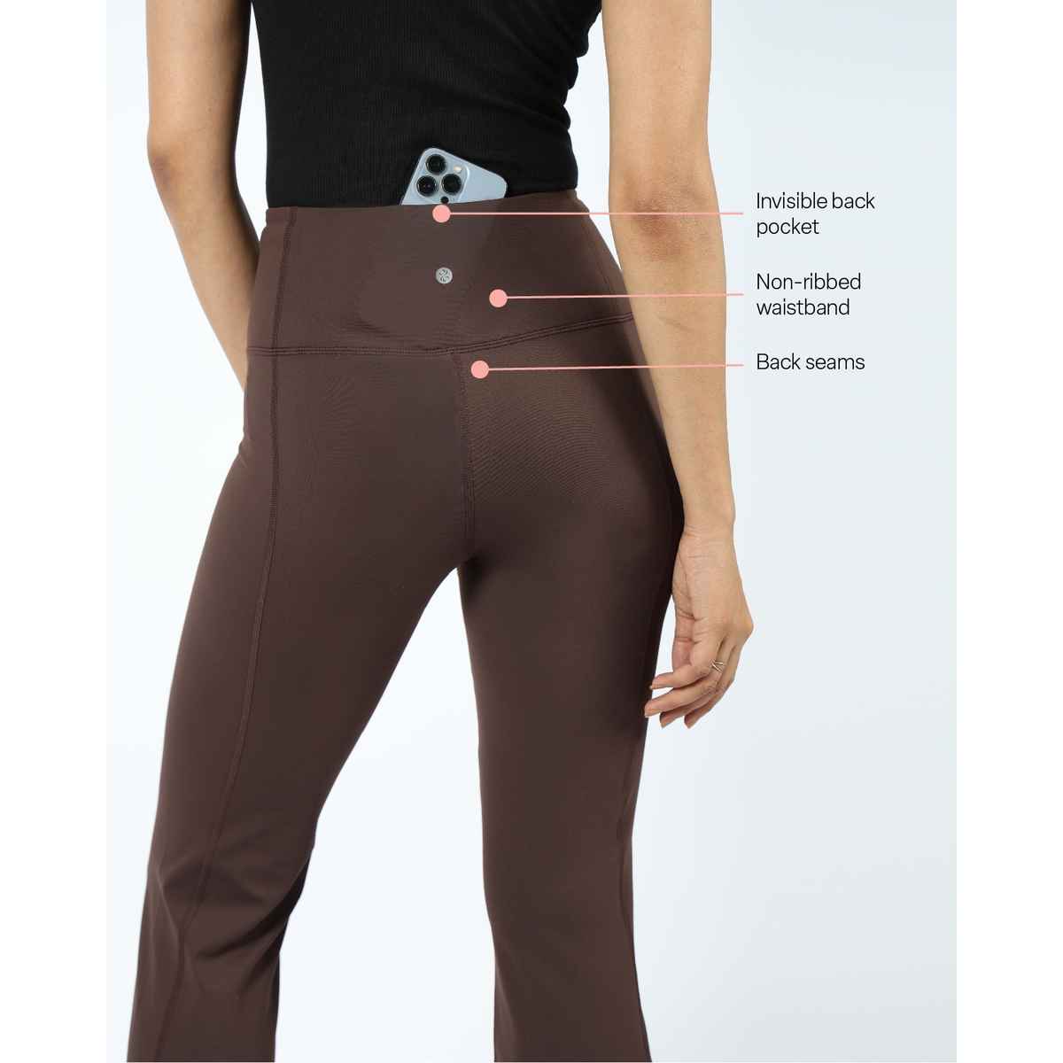 Blissclub Women's Ultimate Flare Pants - Lite Barkha Brown | XL
