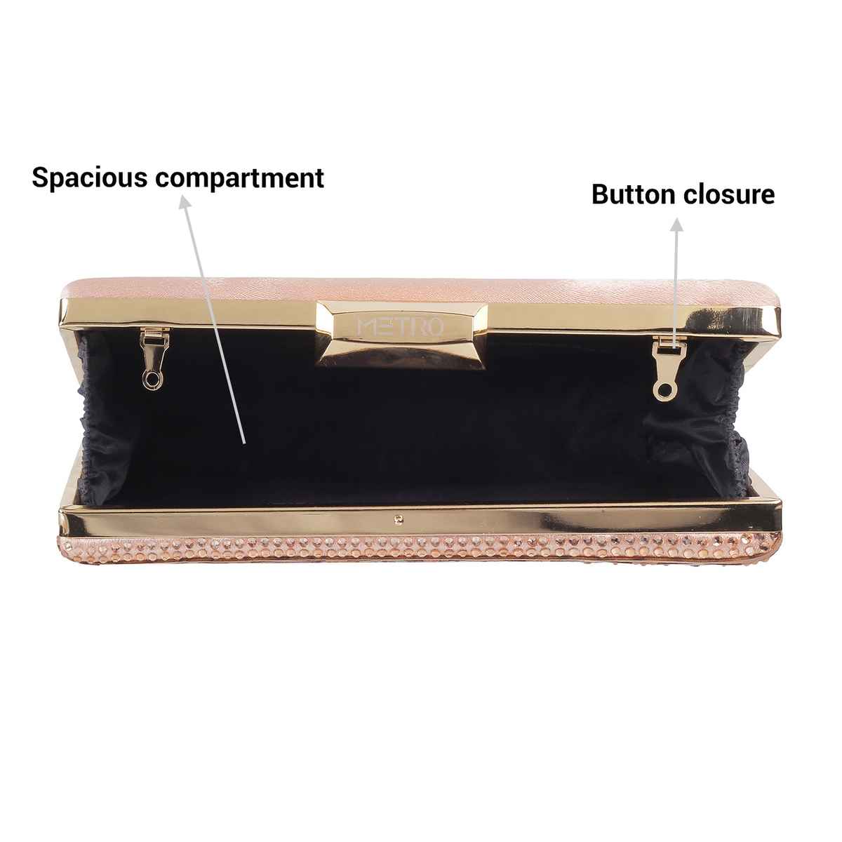Metro Women's Embellished Faux Leather Clutch | Rose Gold