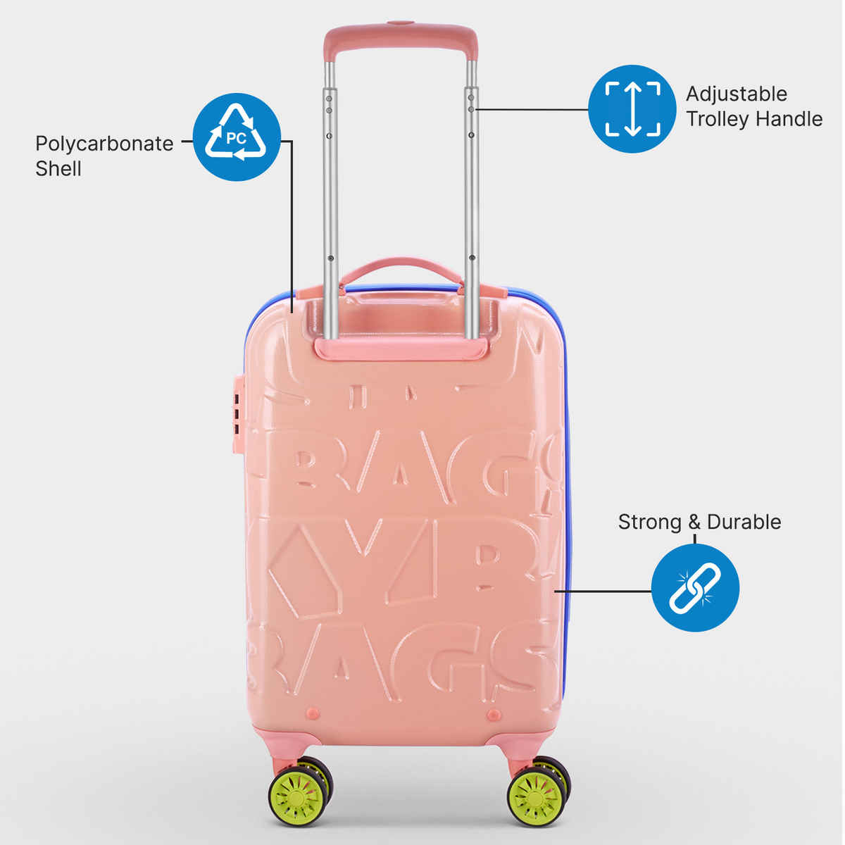 Skybags Unisex Polycarbonate 55 L Trolley Bag | Blue - S