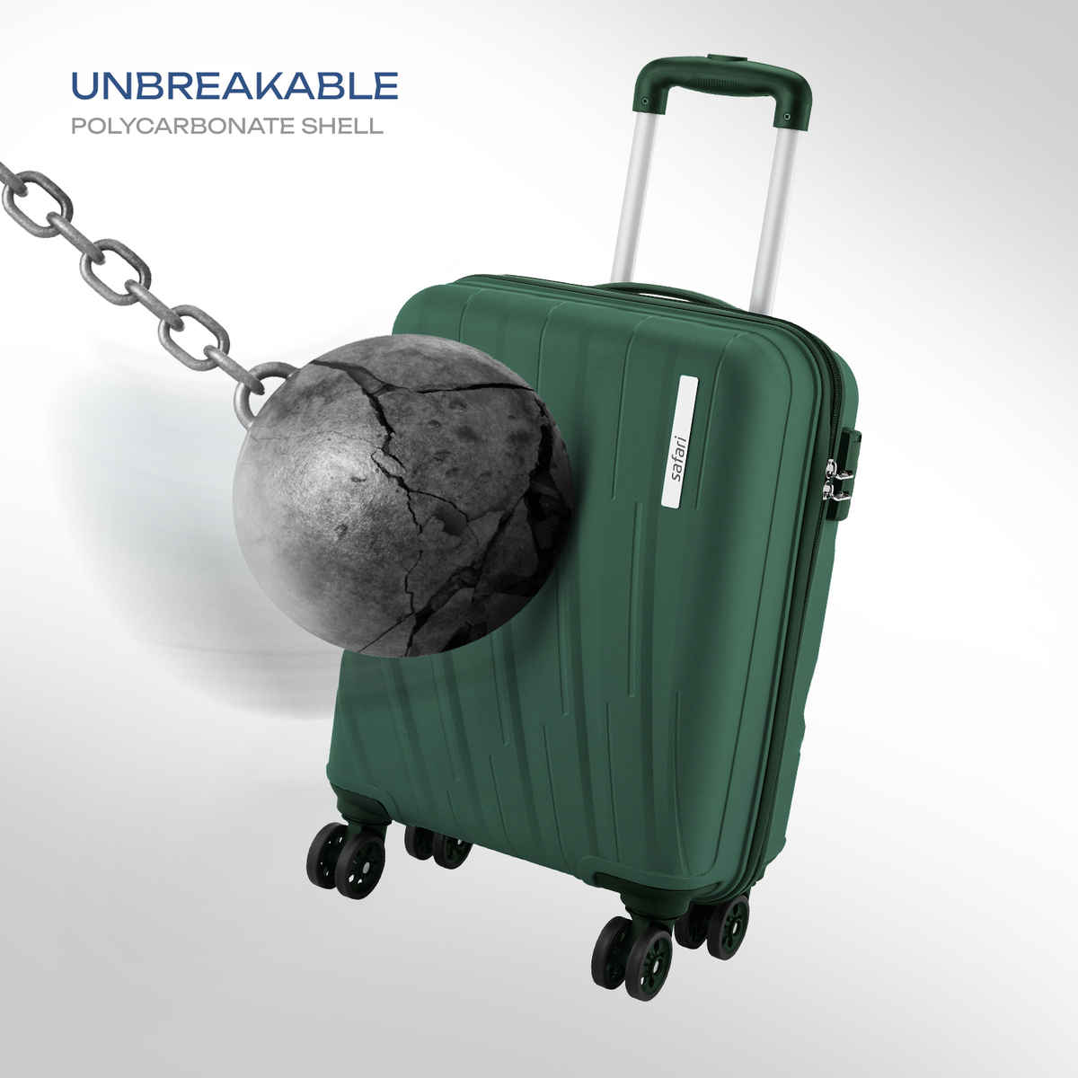 Safari Vamos Cabin Trolley Bag, 8 Wheels, Hard, Polypropylene | Dusk Green - 55cm