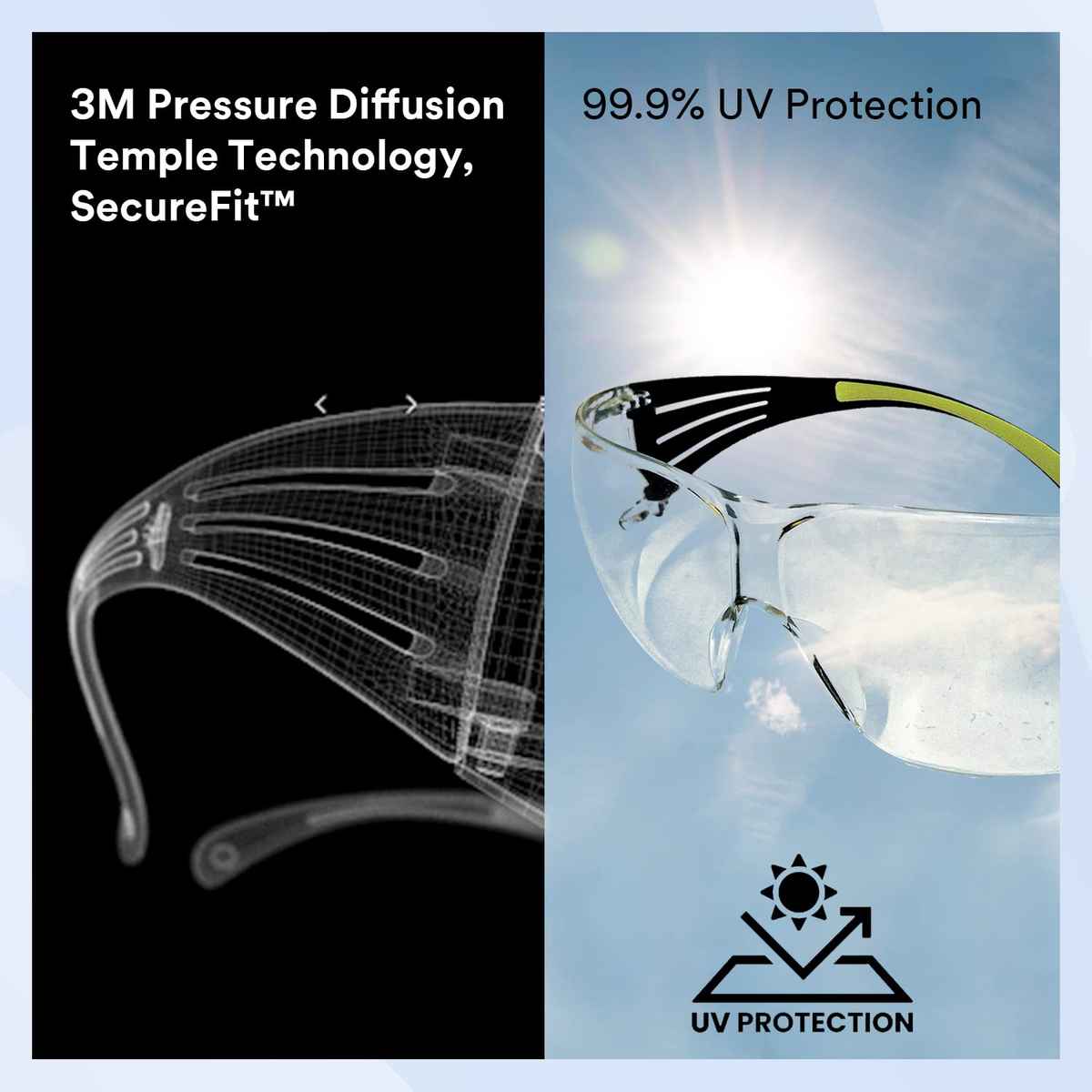 3M SecureFit SF401AF Anti-Fog & Scratch Lens Protective Eyewear | Black & Green Frame