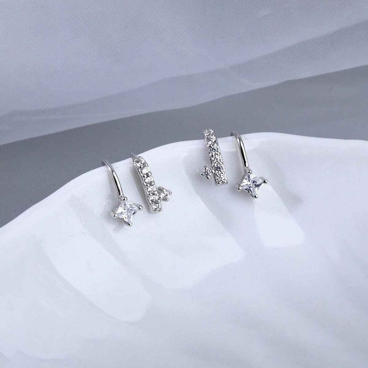 Yellow Chimes Silver Plated Contemporary Studs Earrings