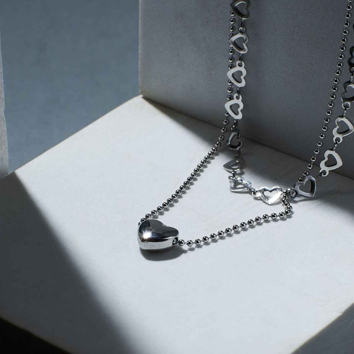 SALTY Falling In Love Necklace Pendant for Women and Girls| Anti-Tarnish | Silver