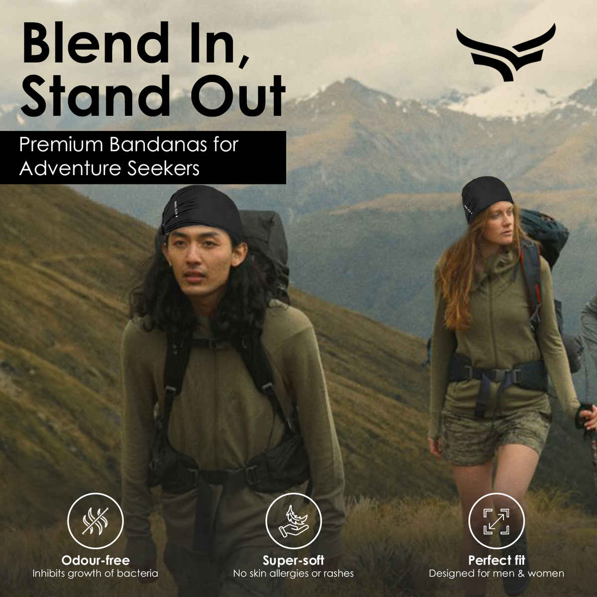 Xtrim Bamboo Bandana Face Mask for Dust & UV Protection, Comfort Fit, Breathable, Odour-Free | Black