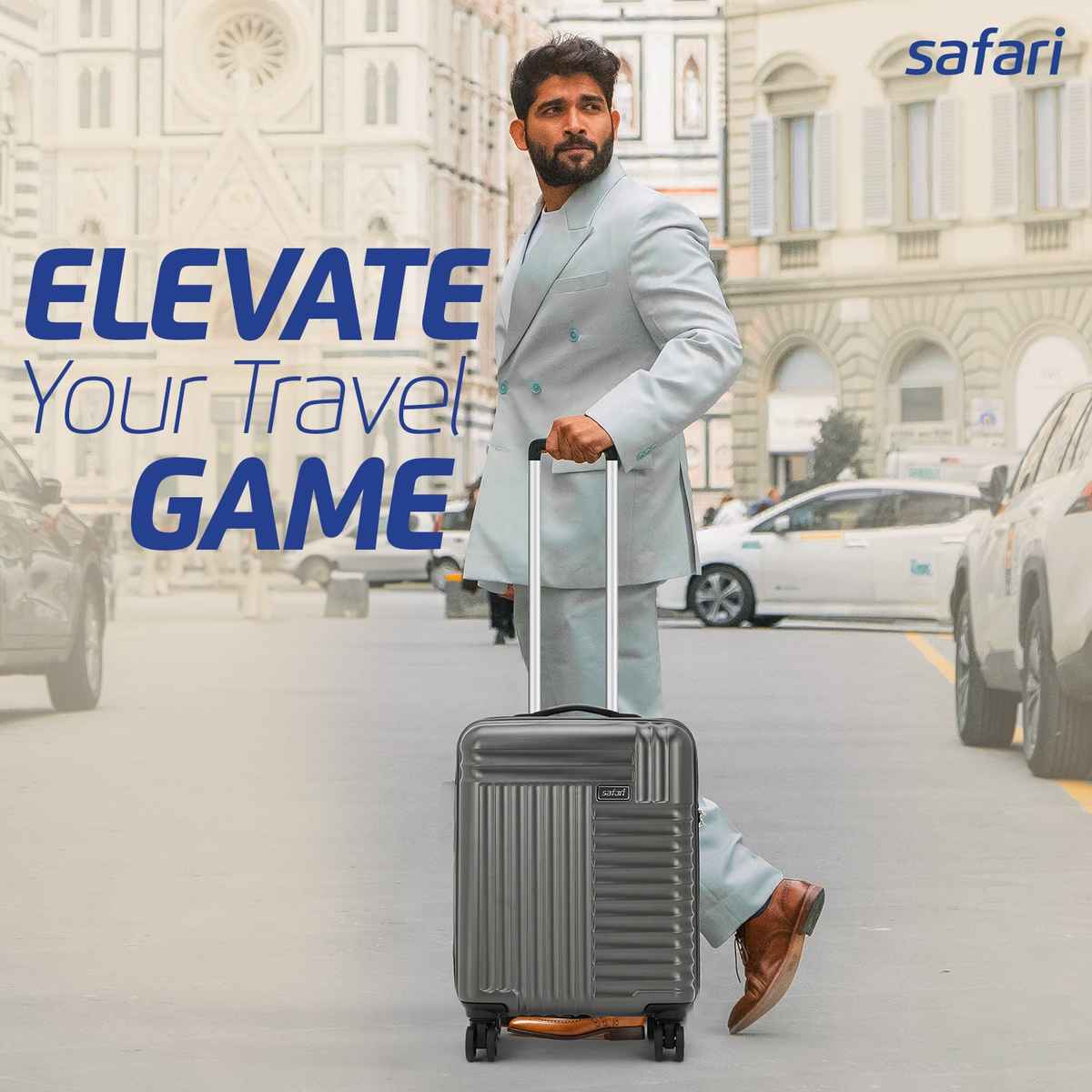 Safari Avancer Cabin Luggage, Hard Trolley Bag | Gun Metal