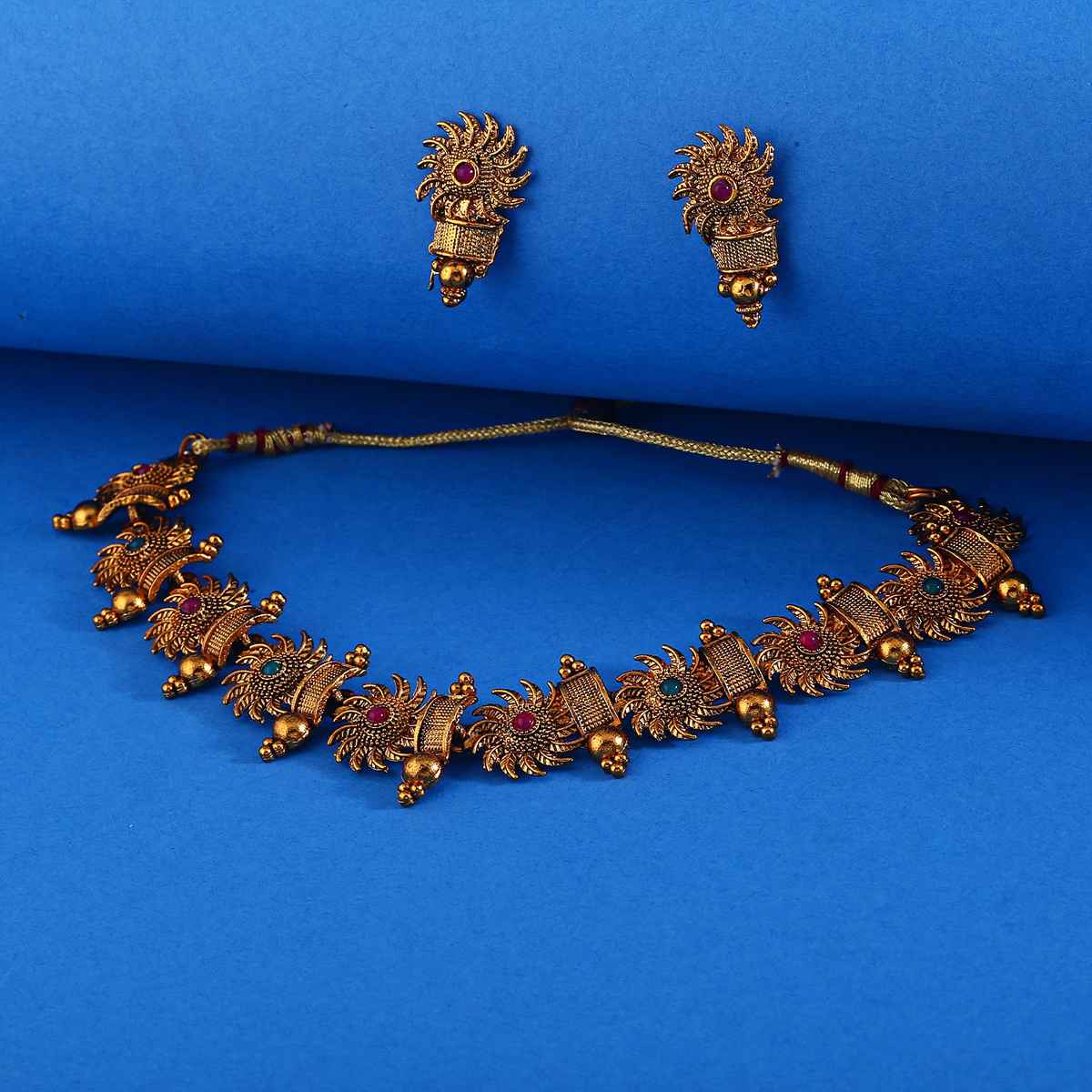 Shining Diva Fashion Stylish Choker Traditional Necklace Jewellery Set for Women and Girls | 12302s