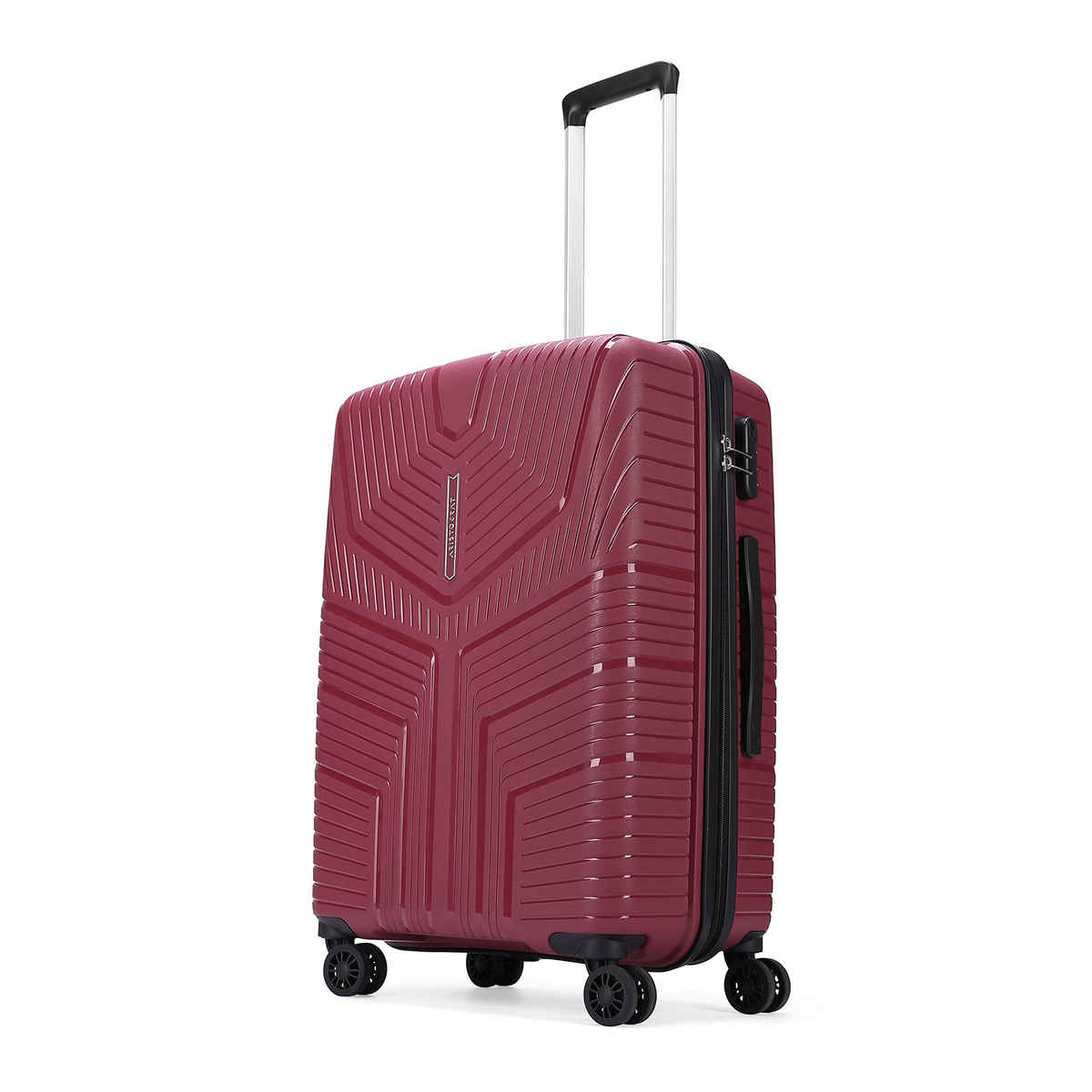 Aristocrat Prime Medium Trolley Bag | Combination Lock | 8 Wheels | Locus Maroon - 65 cm