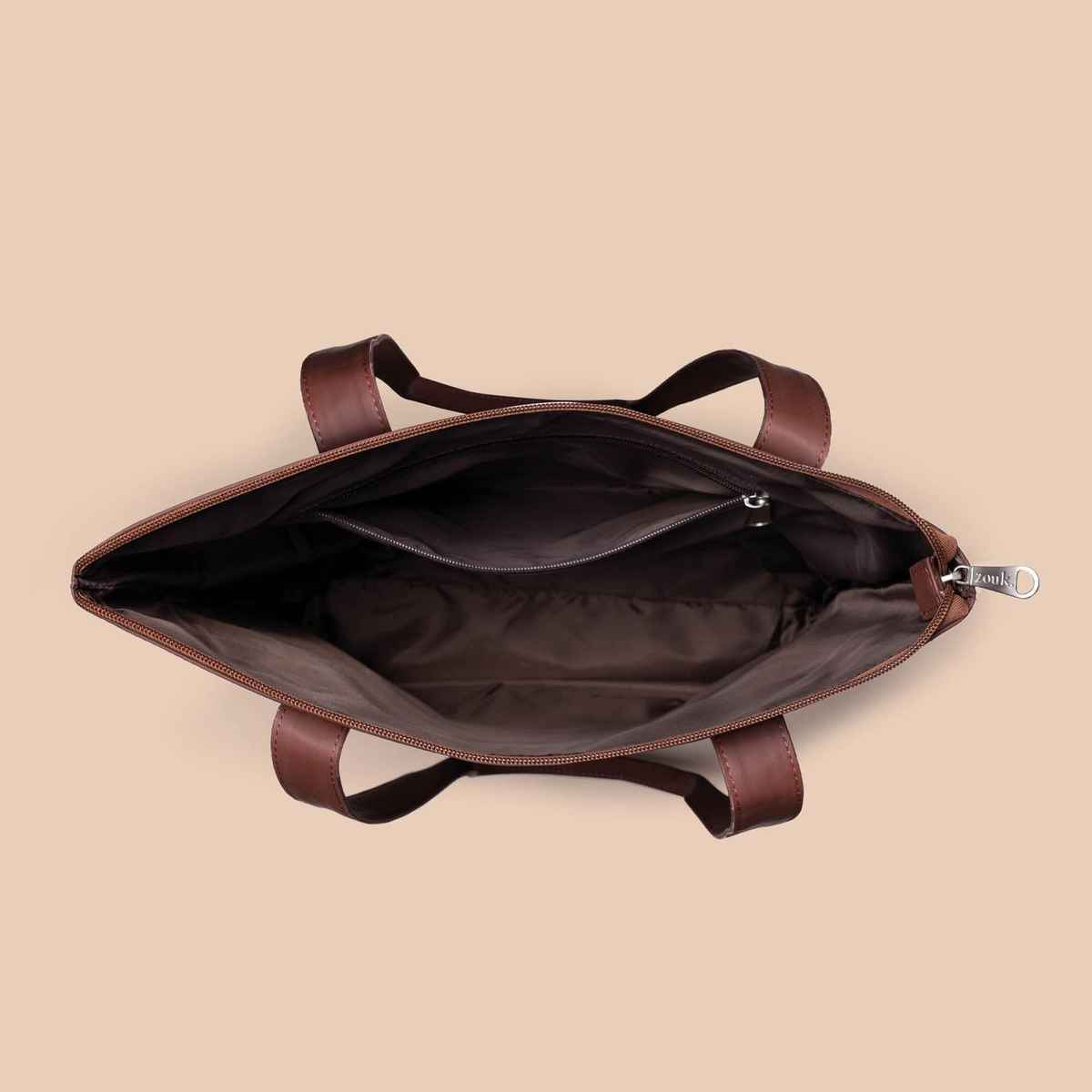Zouk Women's Solid Vegan Leather 15.5 L Double Handle Tote Bag | Black - One Size
