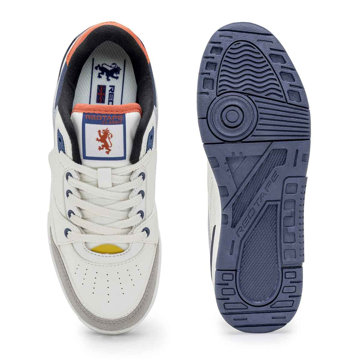 Red Tape Casual Lifestyle Shoes for Men | Cushioned Insole with Slip-Resistance | White-Navy - 8