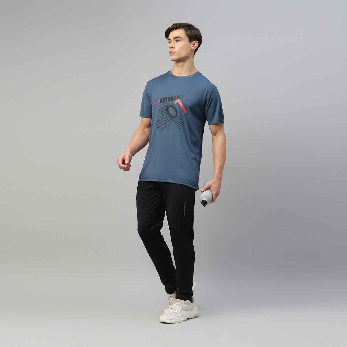 Dida Men's Dry Fit Sports T-Shirt | Comfortable and Stretchable | Bearing Sea - L