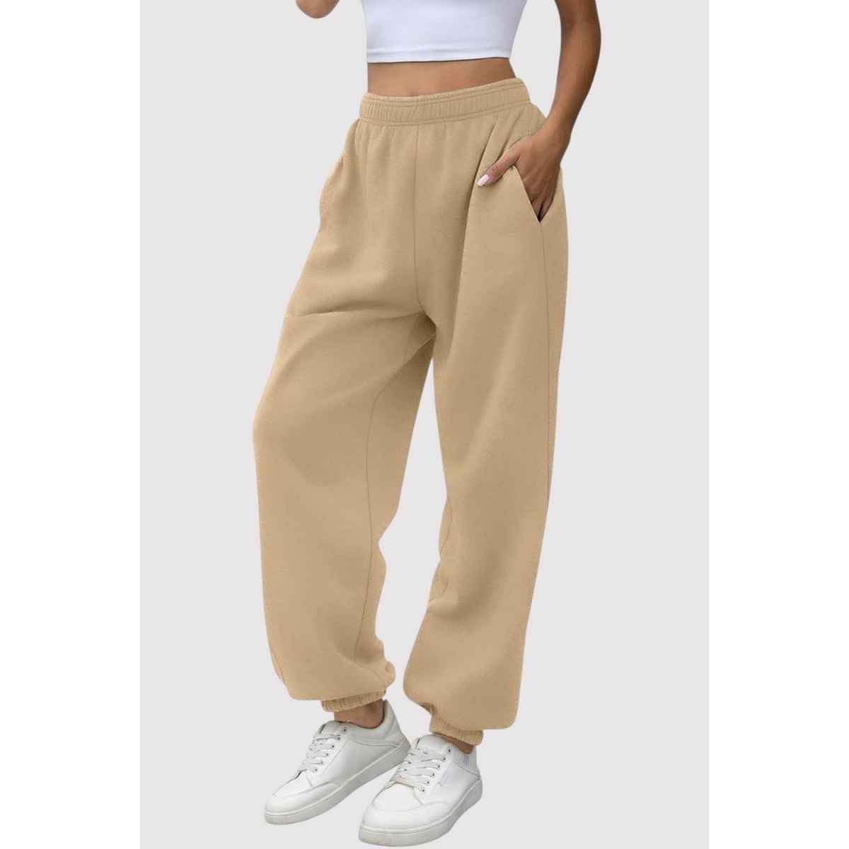 Q-rious Women's Cozyflex Joggers | Plaz-CARGO-2c | Beige & Teal - 28