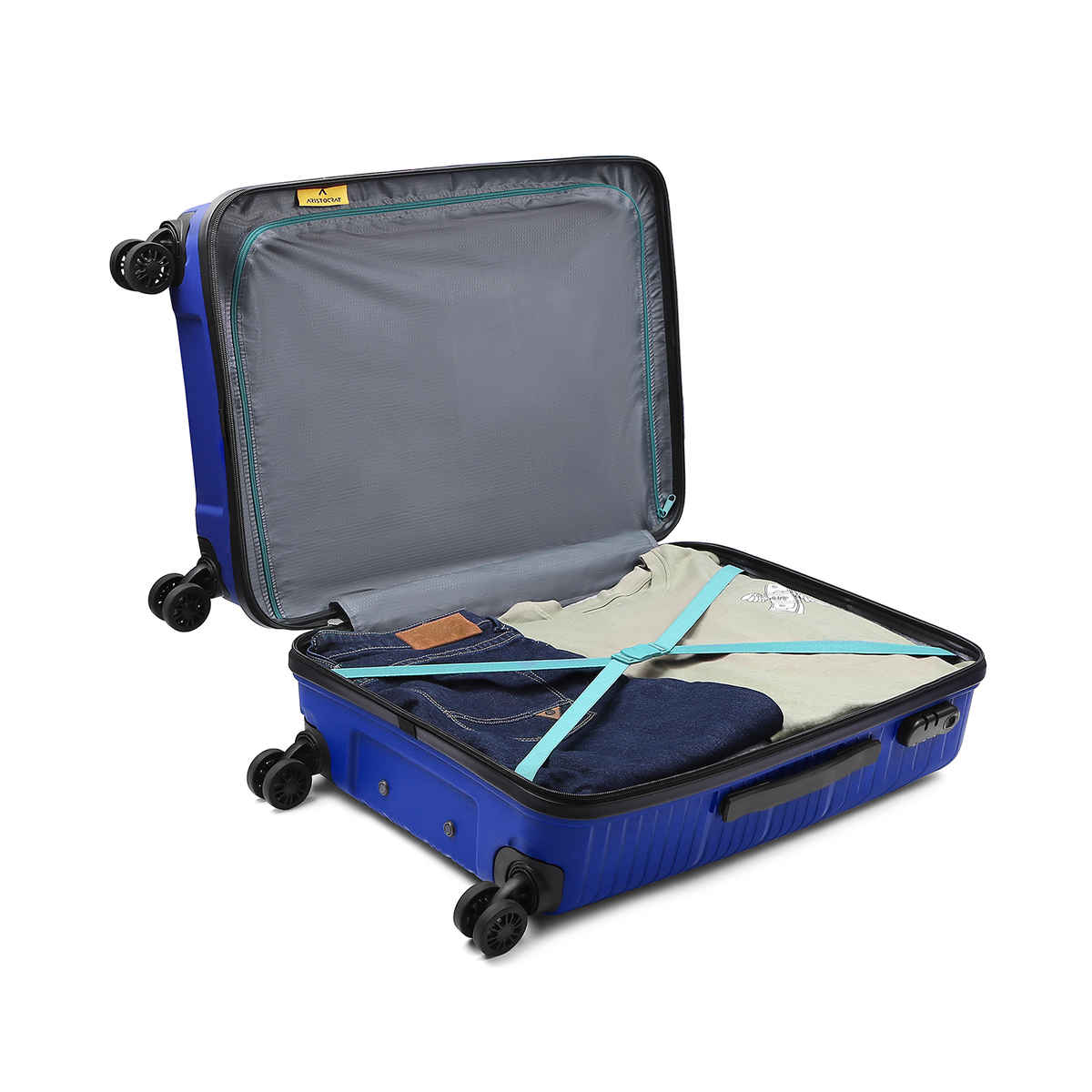 Aristocrat Prime Medium Trolley Bag | Combination Lock | 8 Wheels | Midnight Blue - 65 cm