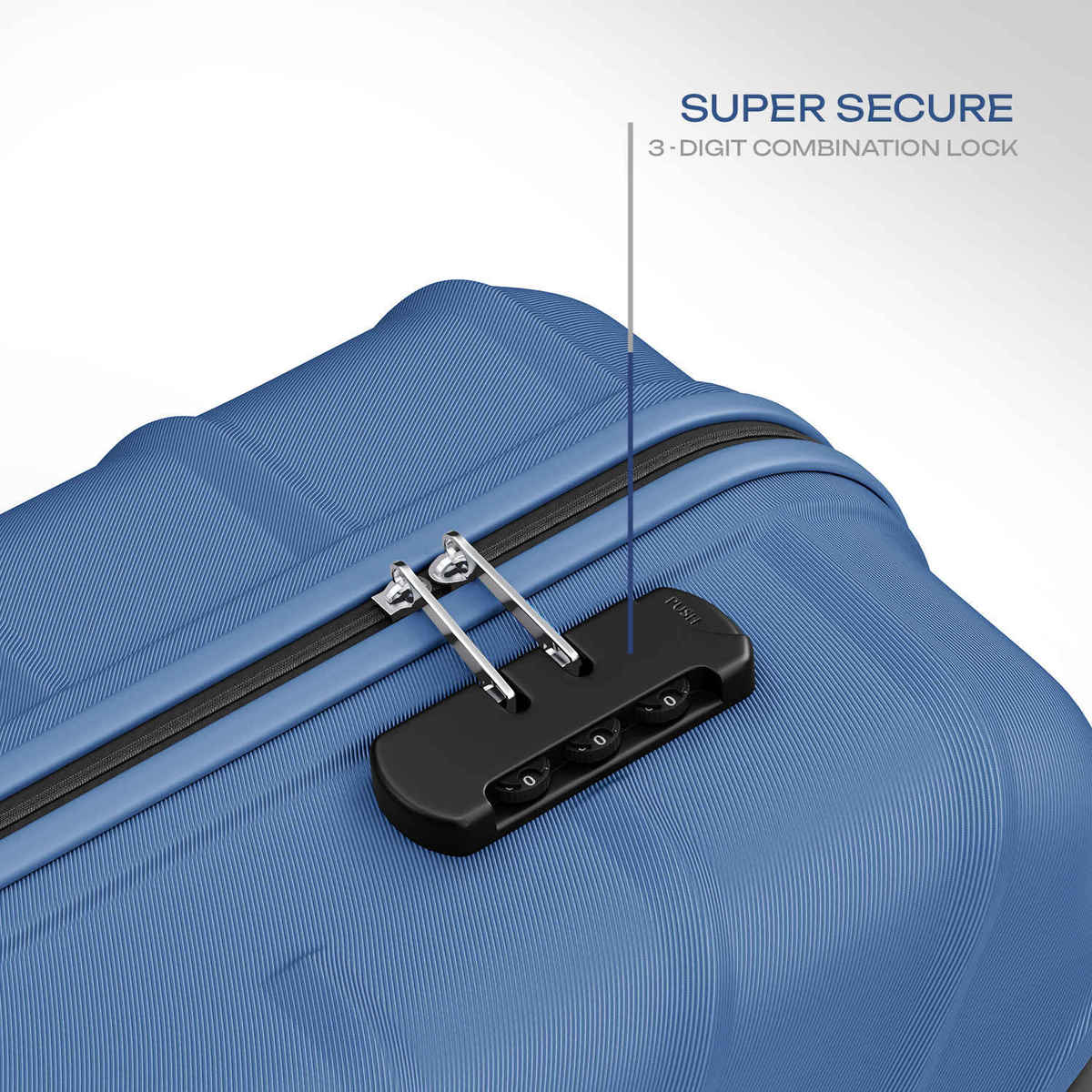 Safari Stratos Cabin Trolley Bag | 360 Degree 8 Wheels Hard Polycarbonate | Steel Blue - 55 cm