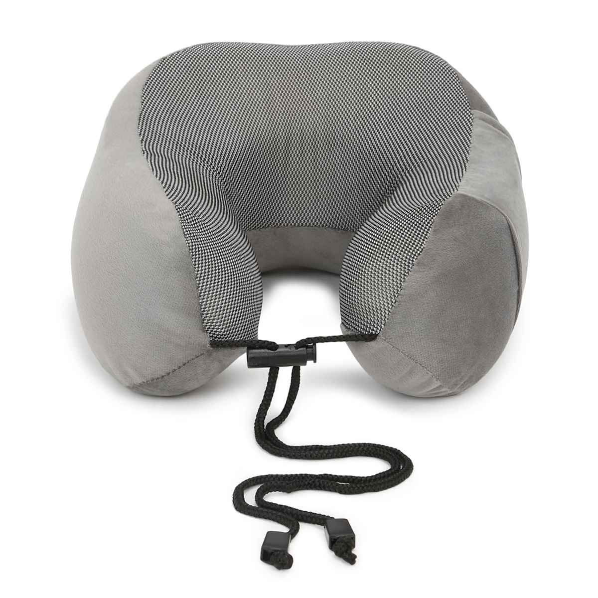 Kaaytee Memory Foam Travel Neck Pillow for Airplane & Car Neck Support Cushion | Grey