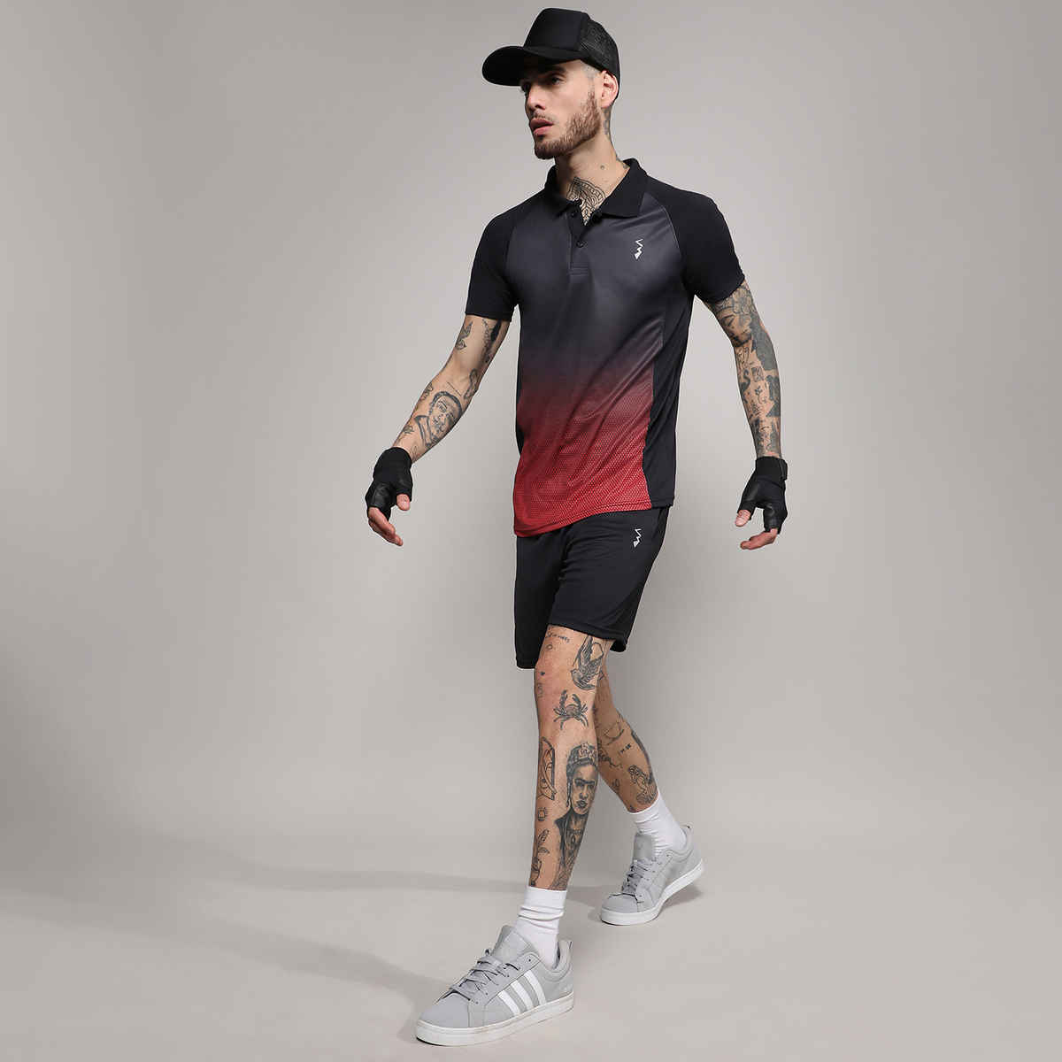 Campus Sutra Men's Polo Activewear T-shirt | Red & Black - M