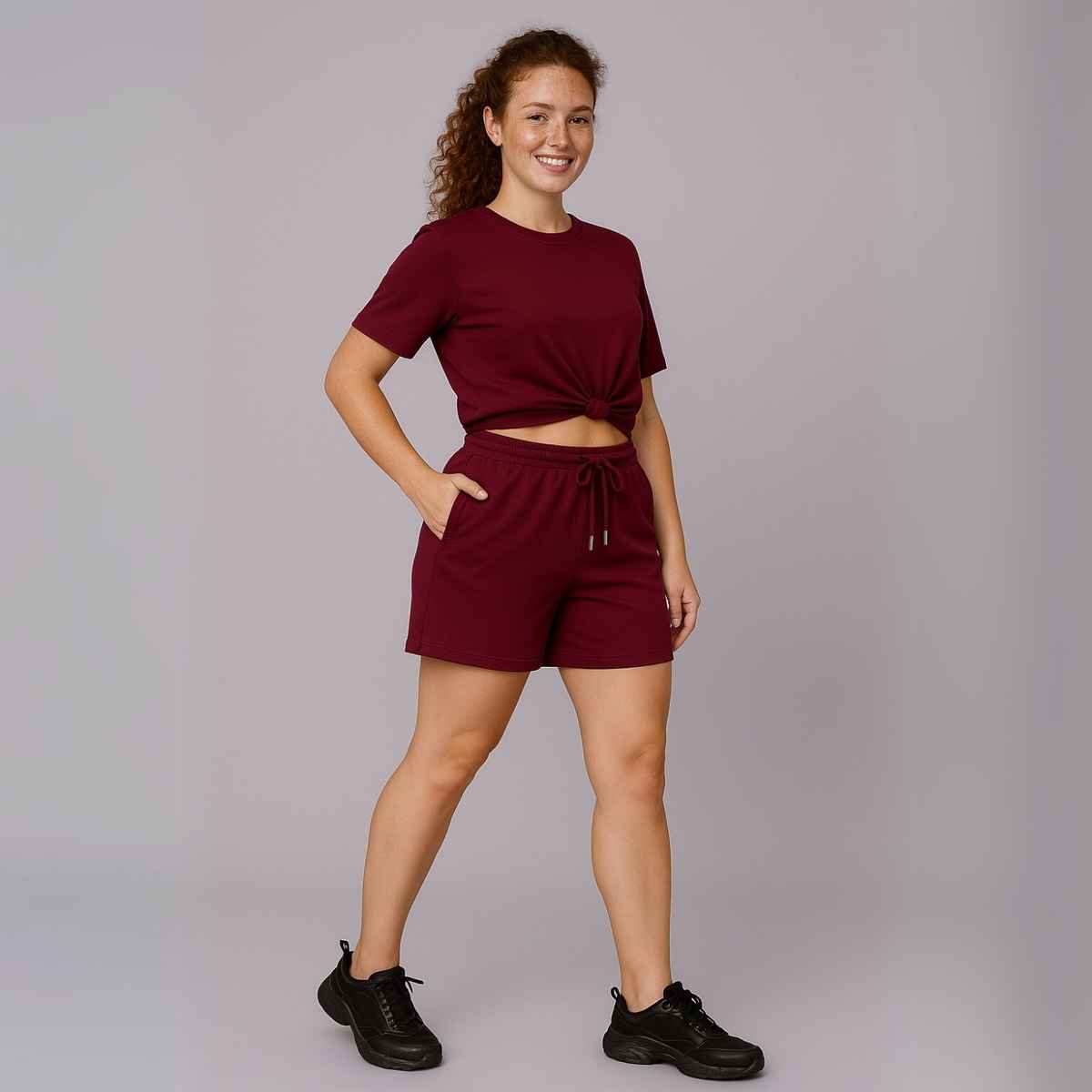 EQL Women's Pure Cotton Shorts | Maroon - L