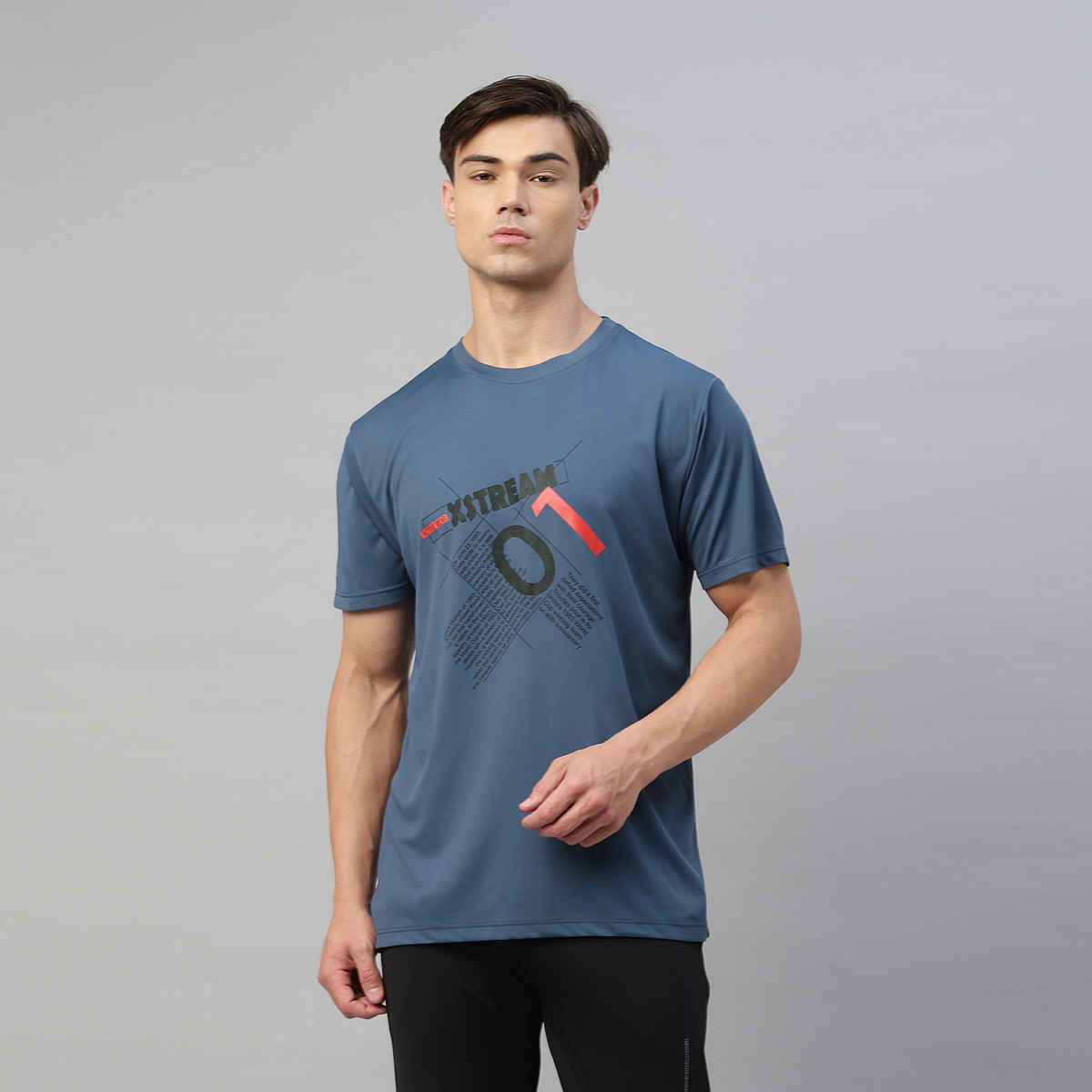 Dida Men's Dry Fit Sports T-Shirt | Comfortable and Stretchable | Bearing Sea - L