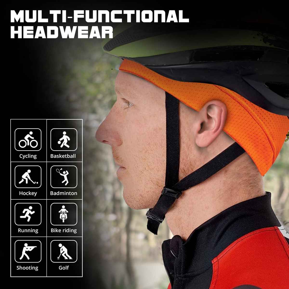 Xtrim Skull Cap for Bikers, Inner Helmet Liner | Orange & Black | One Size Fits All