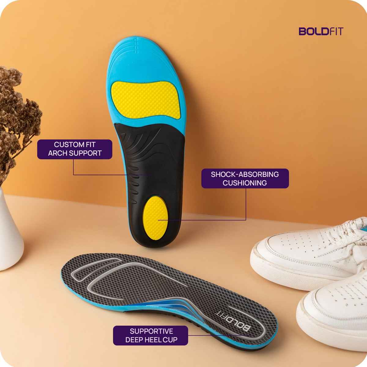 Boldfit Arch Support For Flat Feet Silicone Insole For Shoes | Unisex | UK 9 - 12