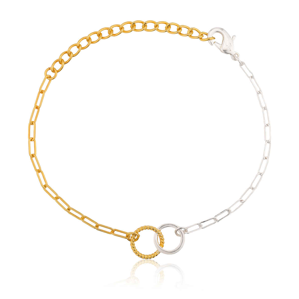 Voylla Valentines Day Golden Linked Circles Bracelet