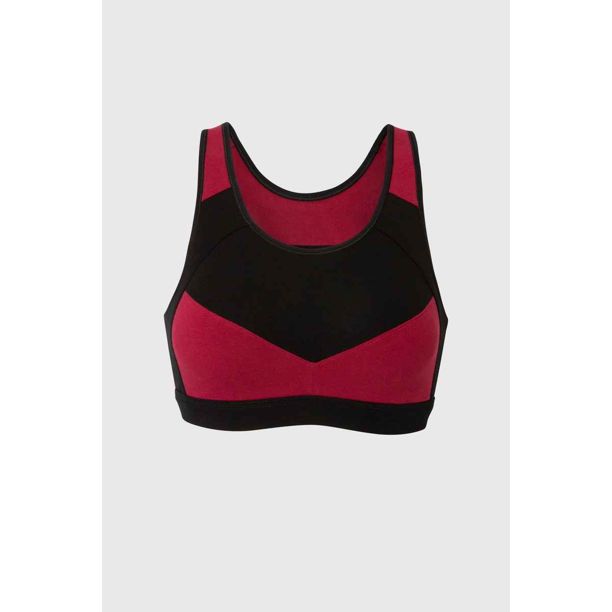 Van Heusen Proactive Women Wine Colour Blocked Anti Bacterial Wireless Racerback Sports Bra |S