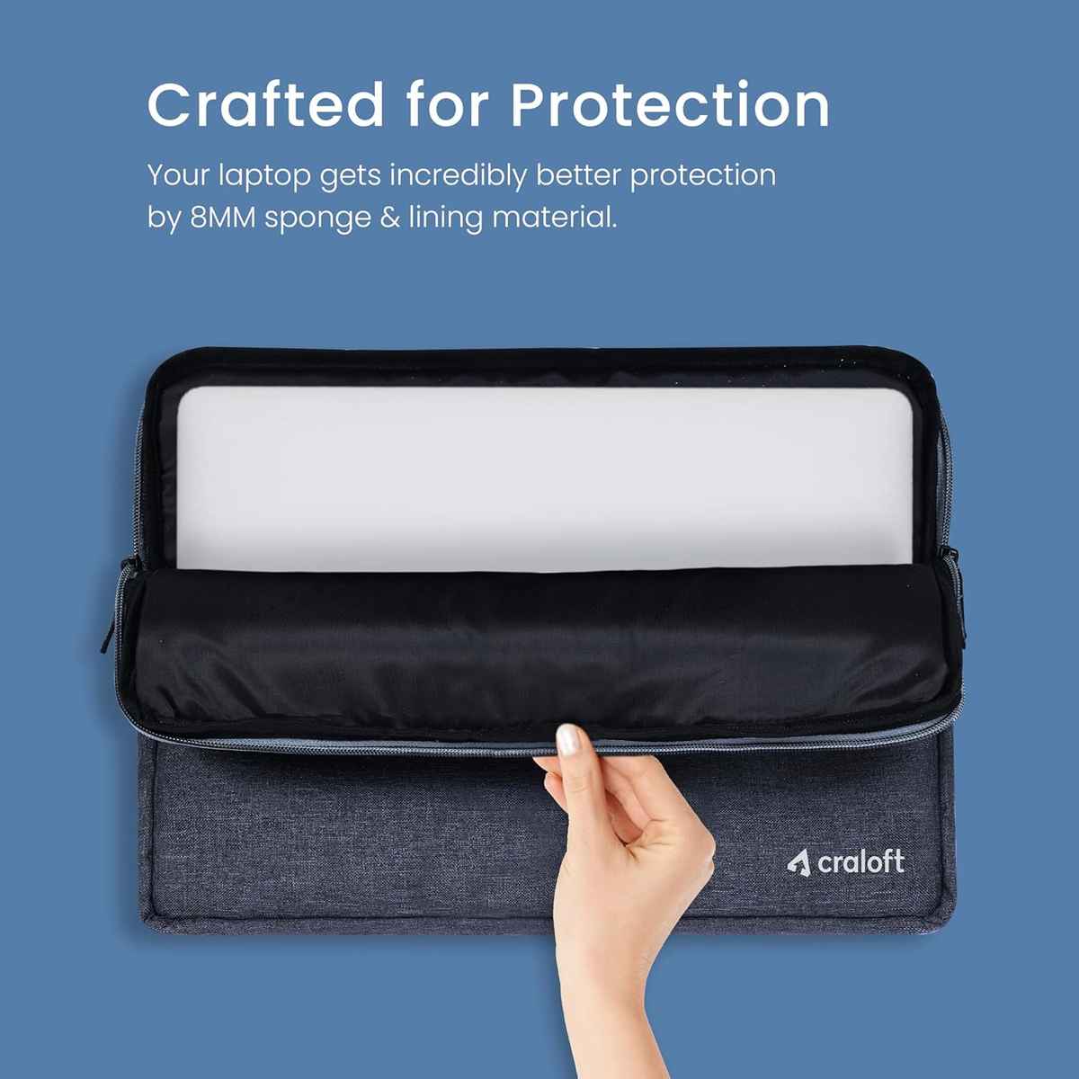 Craloft 14 Inch Laptop Sleeve Cover Bag with Charger Pouch for MacBook/Dell/HP/Lenovo - Office