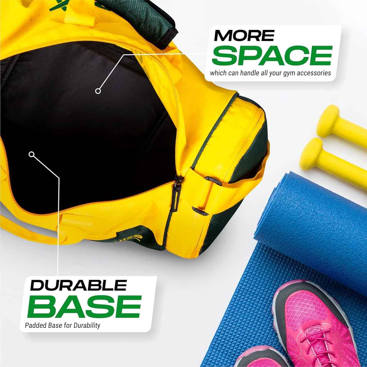 Vector X Unisex Polyester 26 L Gym Bag | Yellow