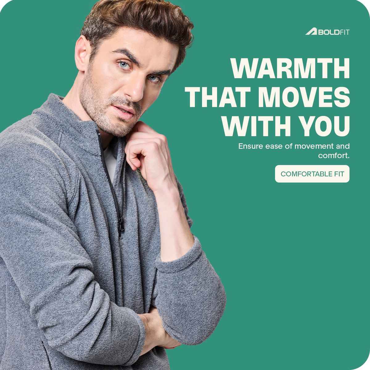 Boldfit Men's Sweatshirt Half Zipper Light Fleece Thermal Pullover Anti-Pilling | Aero Blue - S