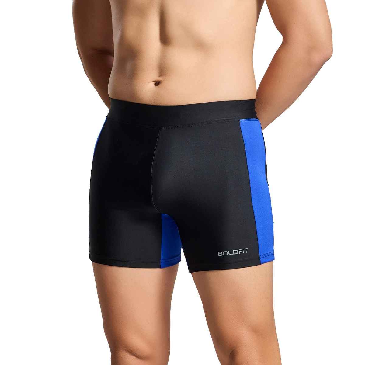 Boldfit Men's Swimming Shorts Adjustable Breathable Quick Drying | Black - M