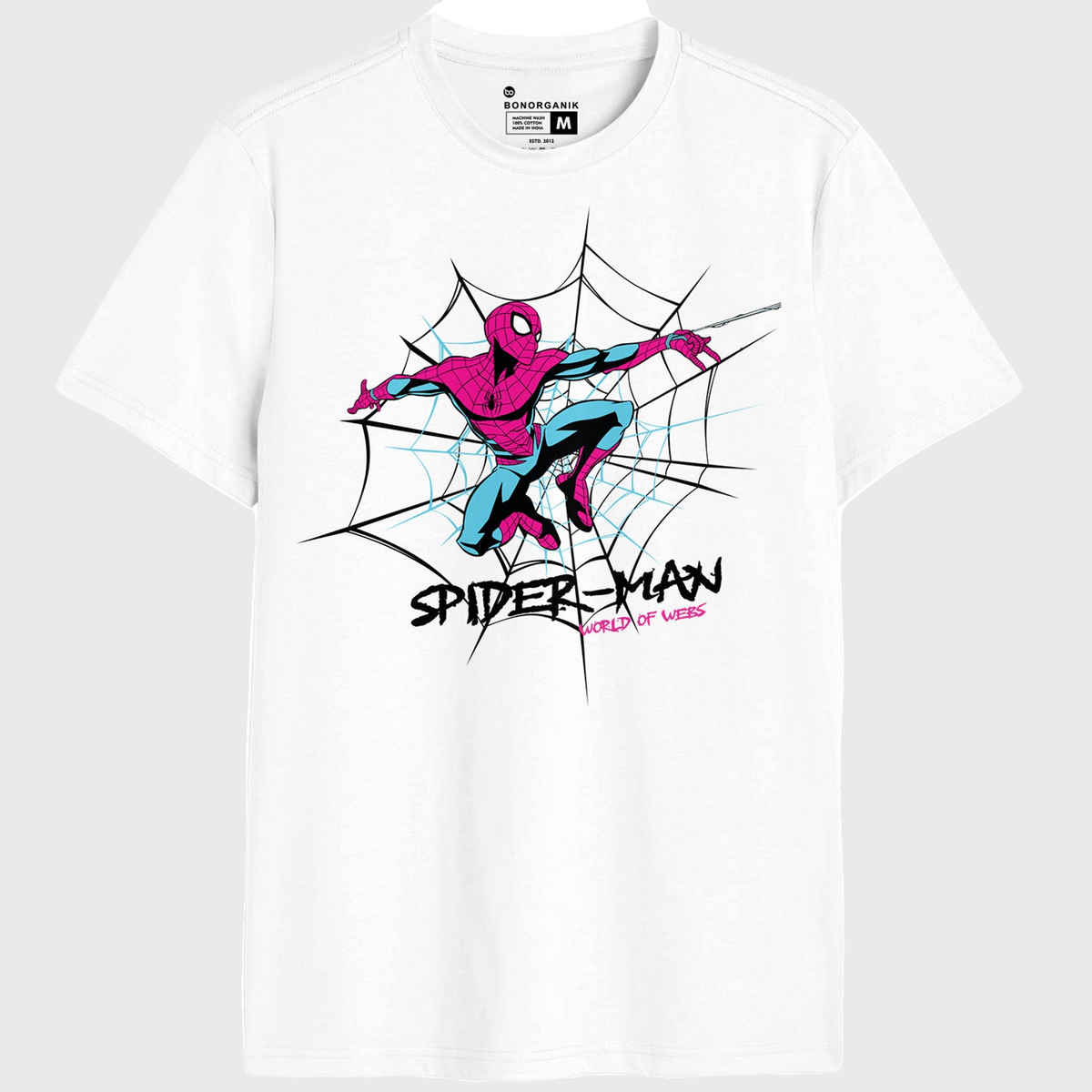 Bonorganik Men's Spiderman Graphic Printed T-shirt | White - S