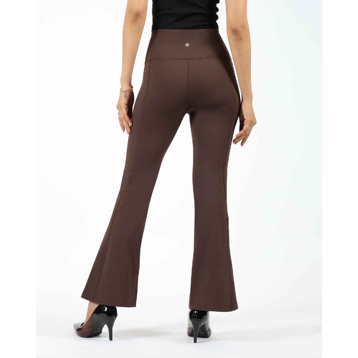 Blissclub Women's Ultimate Flare Pants - Lite Barkha Brown | XL