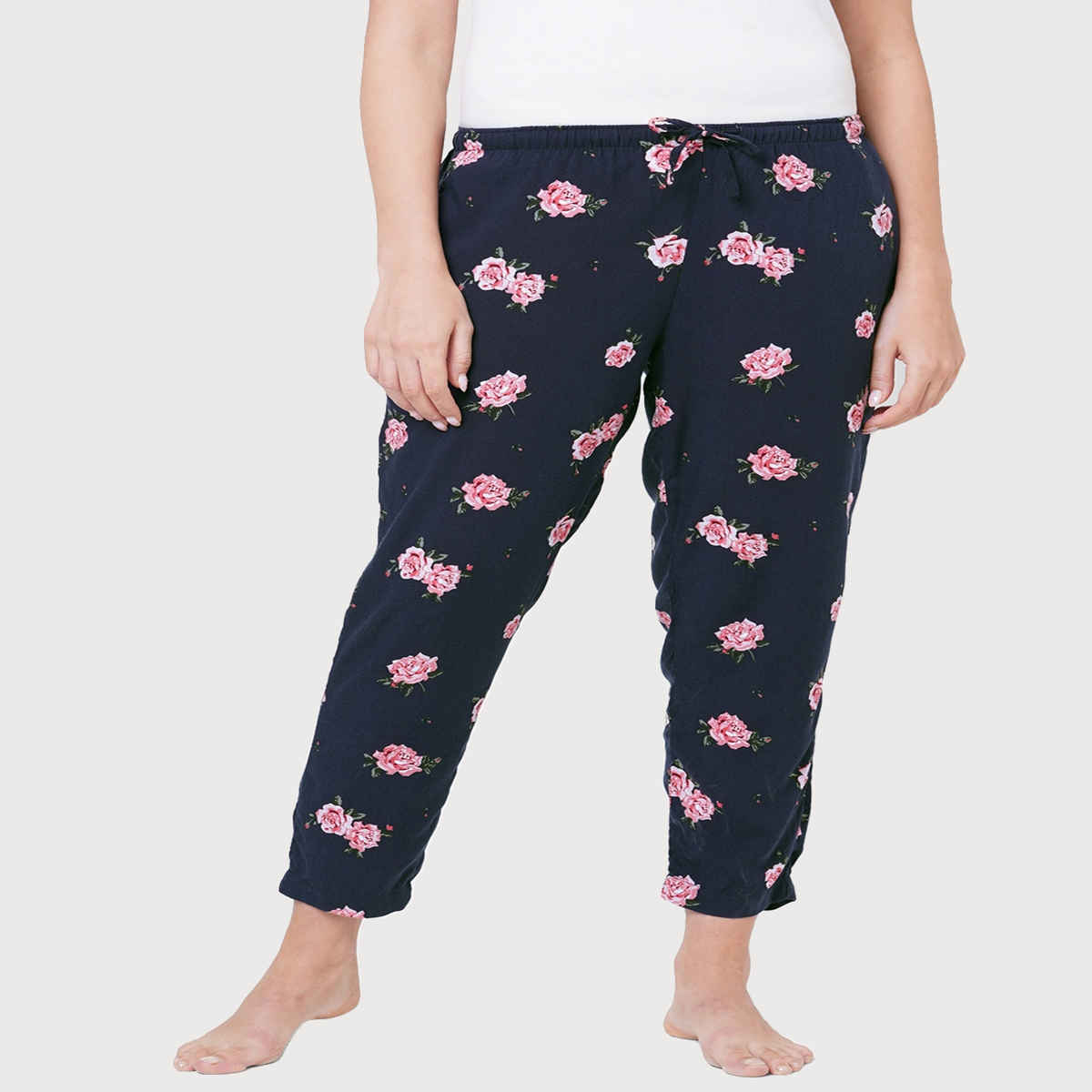 Urban Scottish Women s USWPJ528 Floral Print Viscose Regular Fit Lounge Pants | Navy - S
