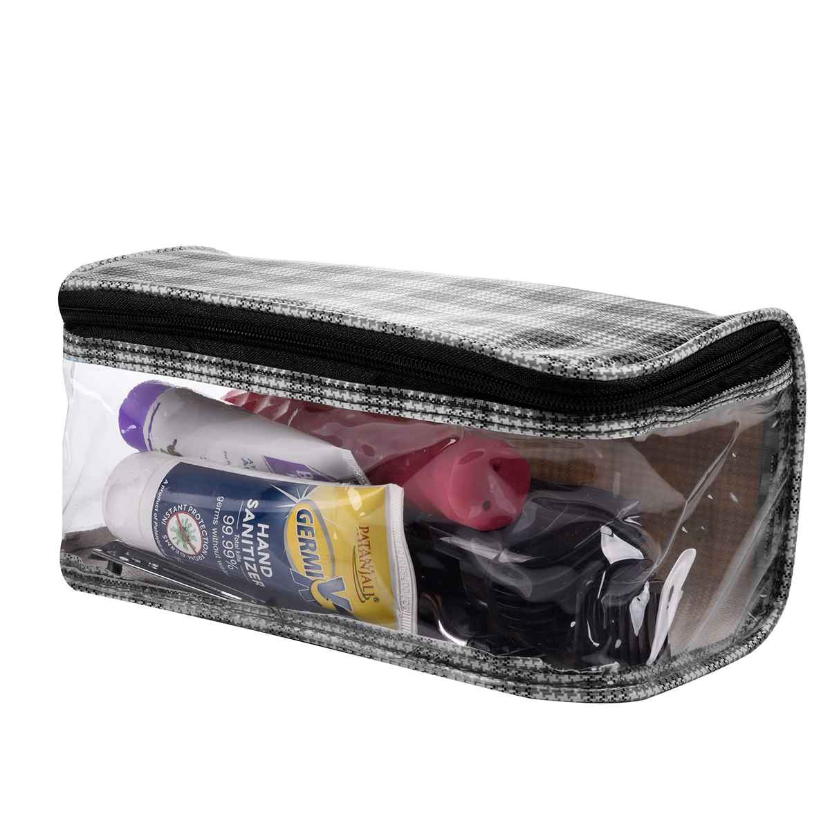 Kuber Industries Toiletry Organizer | PVC Transparent Vanity & Travel Pouch Set | Gray