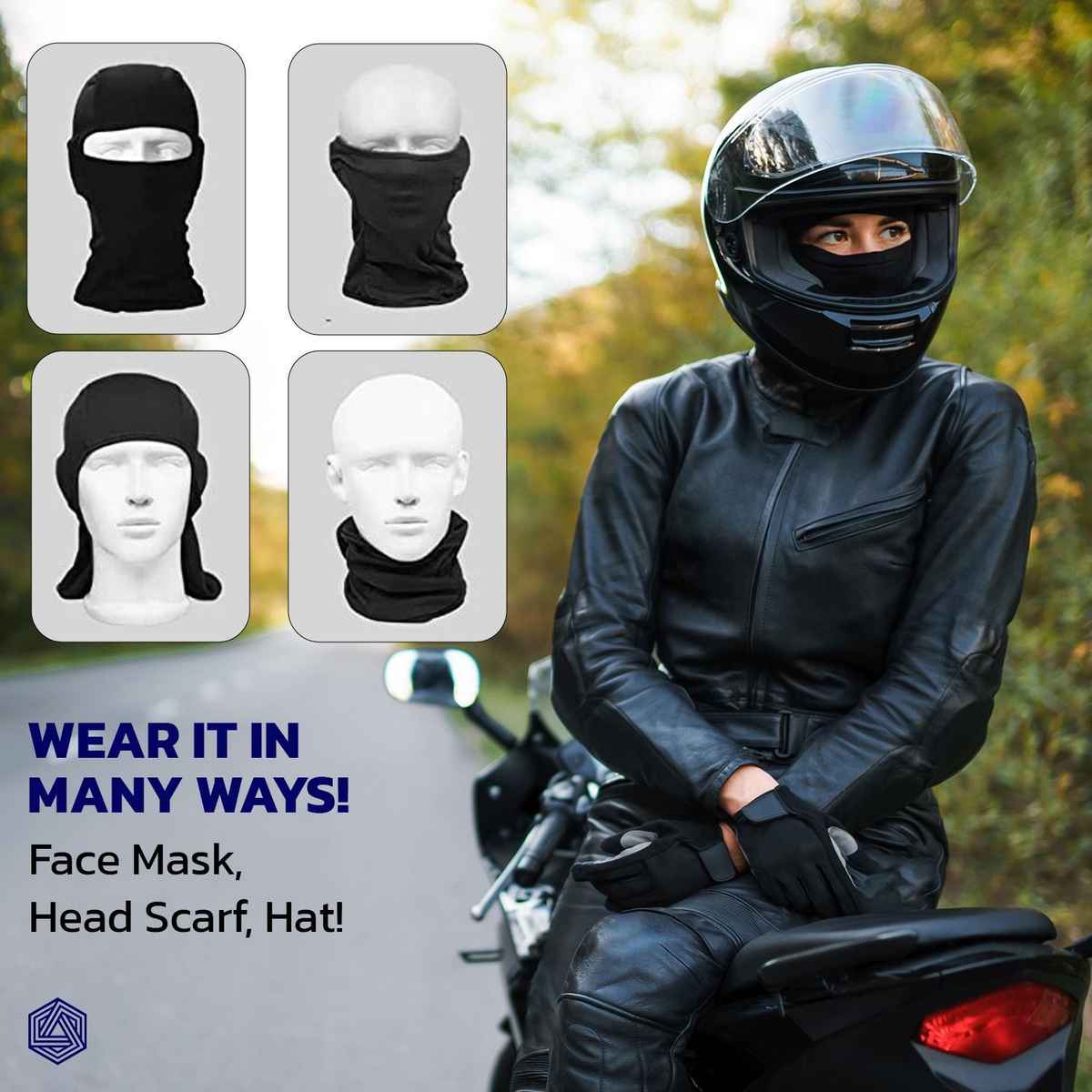 Boldfit Balaclava Black Face Mask For Travel, For Riding & Travel - Black
