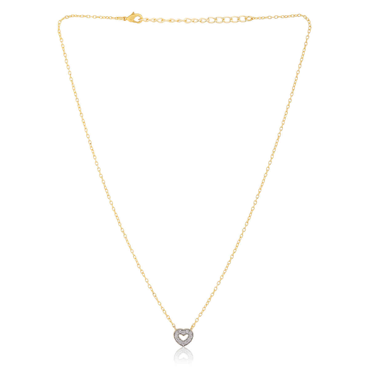 Voylla Valentines Day Golden Mini Heart Crystal Necklace