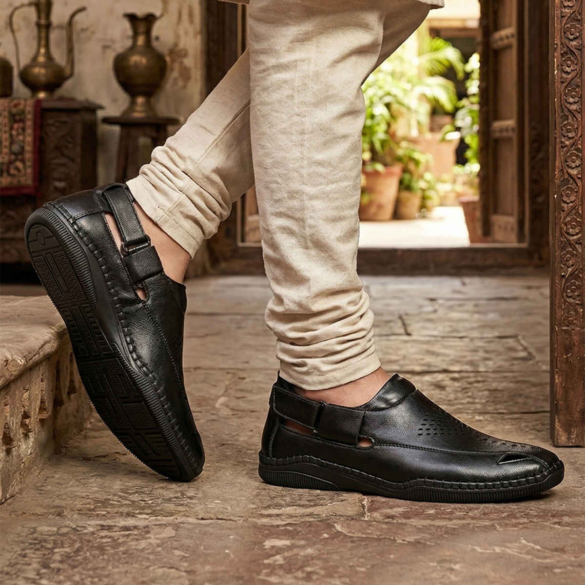 Action Mens Ethnic Sandals | GLC-292 | Black | UK-7