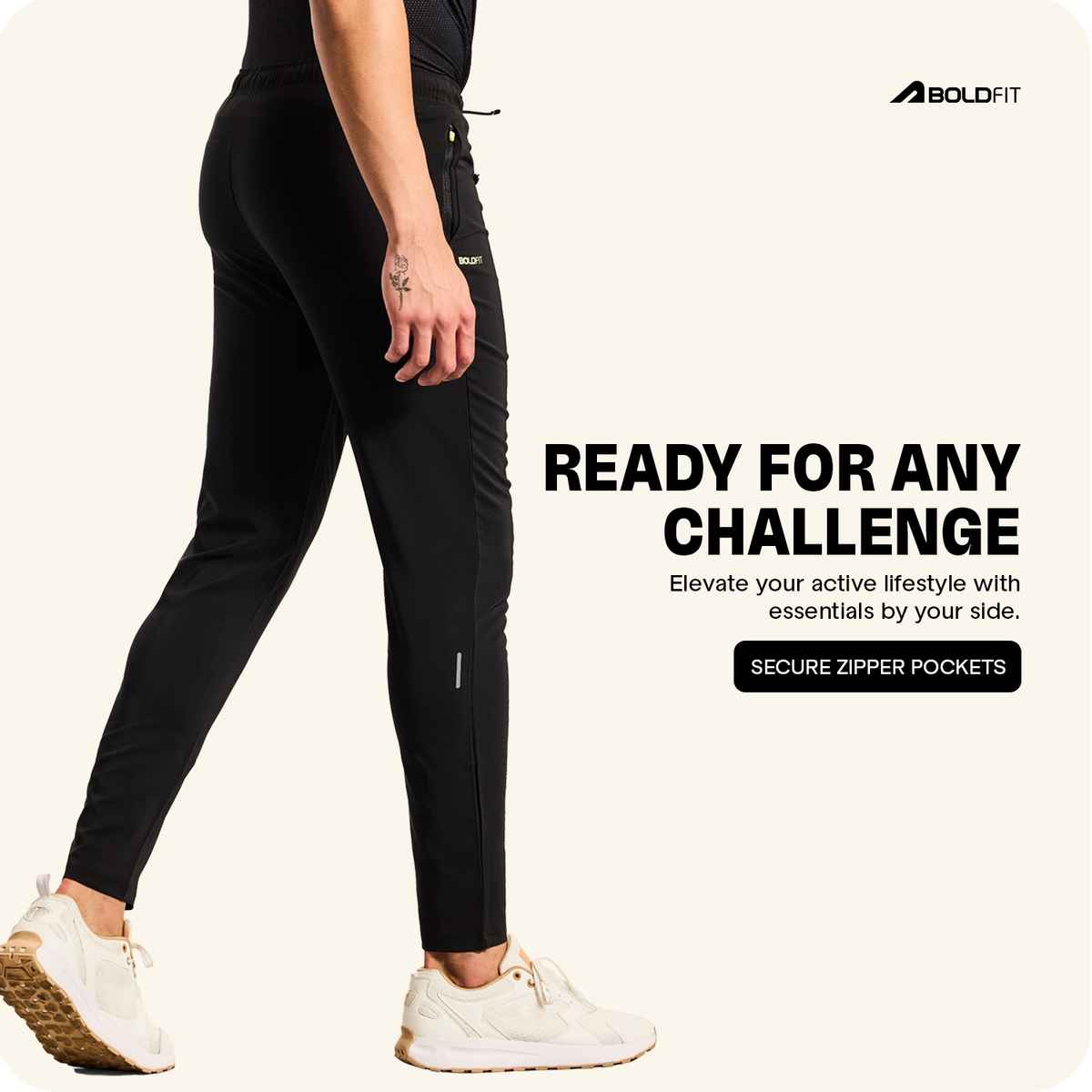 Boldfit Men's Track Pant for Running Gym Sports Lower Multipurpose | Black - M