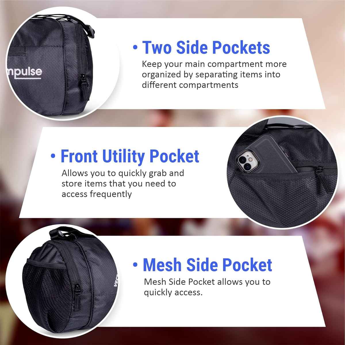 Vector X Unisex Solid Polyester 26 L Gym Duffel Bag | Black