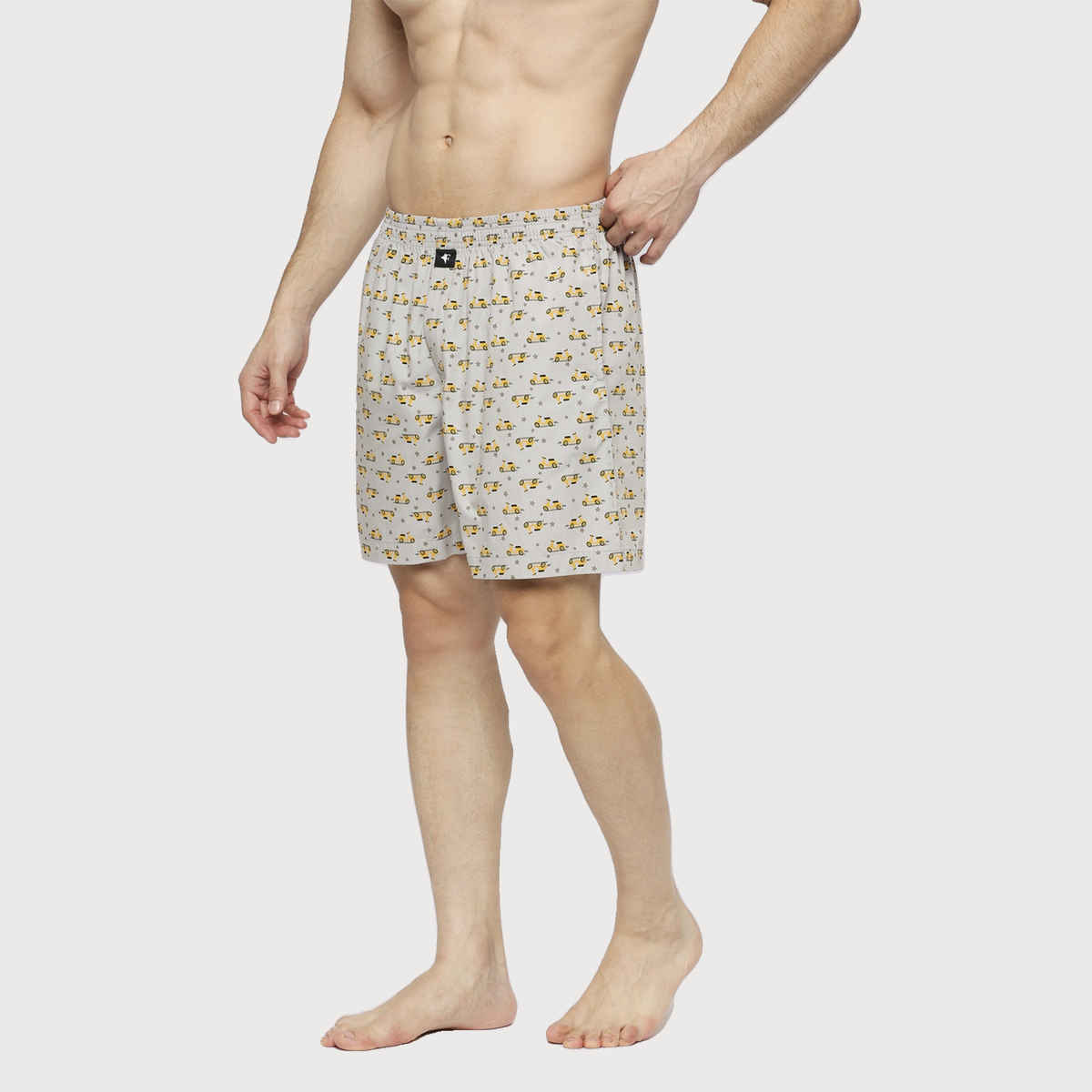 Frenchie Men s Printed Cotton Boxer Shorts | Scooter Light Grey | XL