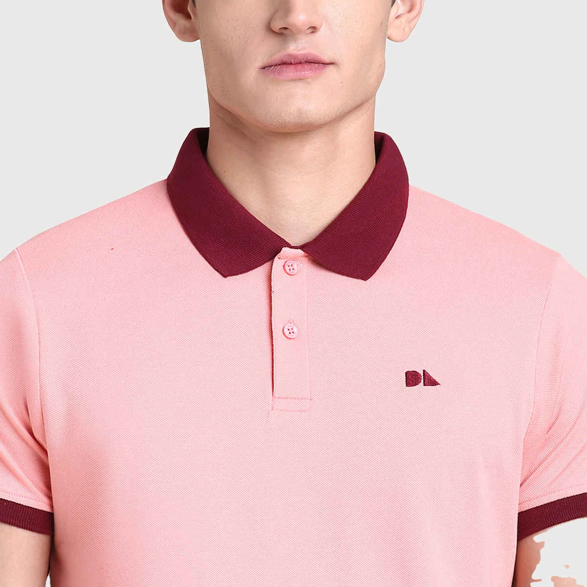 Dennis Lingo Men's' Solid Polo Collar T-shirt | Pink | M