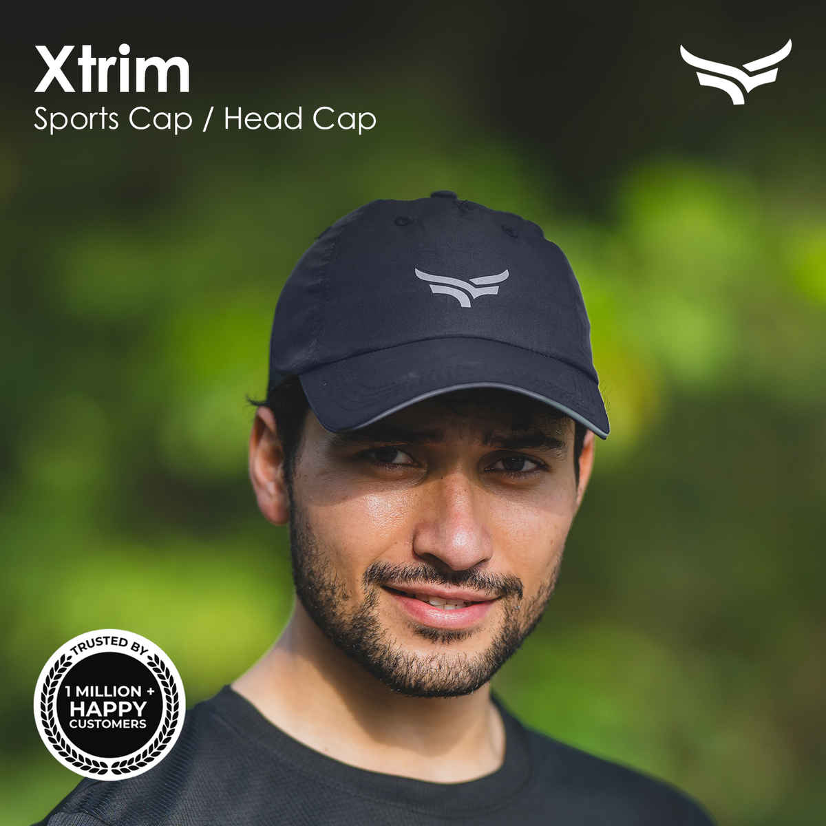Unisex Adjustable Poly Cotton Head Cap- Black and Grey
