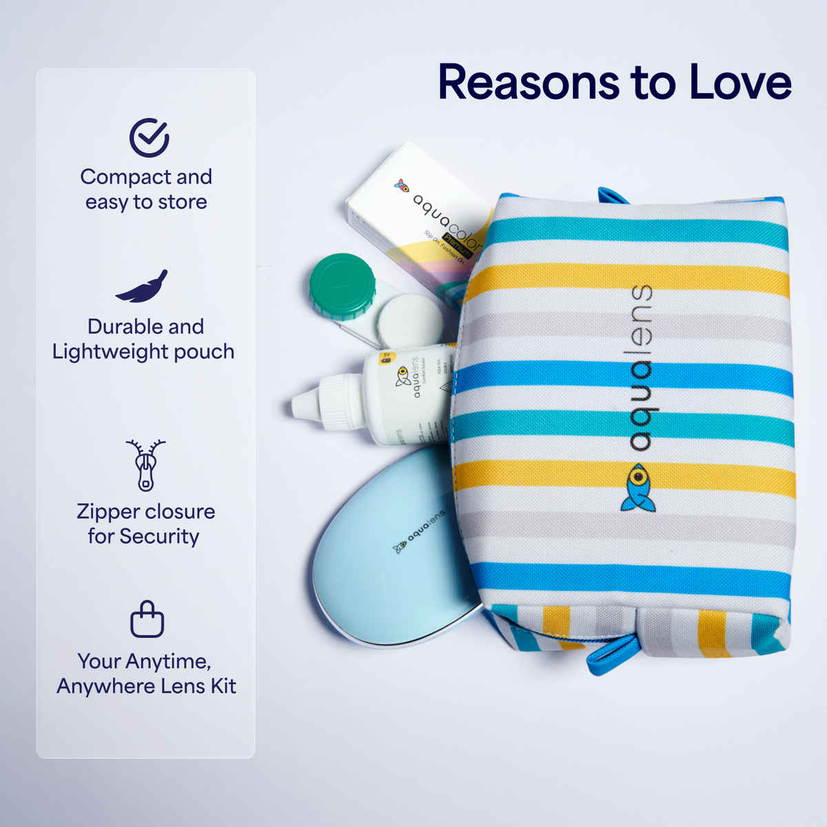 Aqualens On The Go Kit Premium Monthly Lenses in Mystery Hazel 60ml Solution with Stylish Lens Case