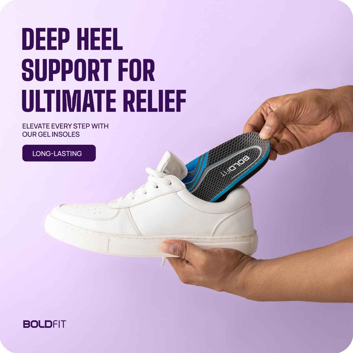 Boldfit Arch Support For Flat Feet Silicone Insole For Shoes | Unisex | UK 9 - 12